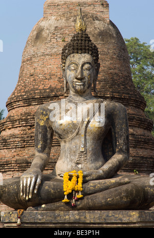 Sitzende Buddha Tempel Wat Mahathat, Sukhothai, Thailand, Asien Stockfoto