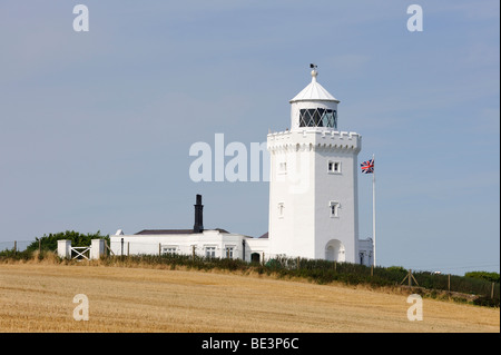 South Foreland Leuchtturm auf die weißen Klippen von Dover, Kent, England, UK, Europa Stockfoto