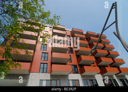 Modernes Wohnhaus in der HafenCity Bezirk von Hamburg, Deutschland, Europa Stockfoto