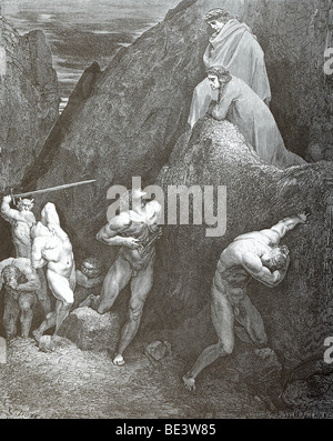 Gustave Dore Illustration "Schismatiker - Mahomet" aus Dantes Göttlicher Komödie Stockfoto