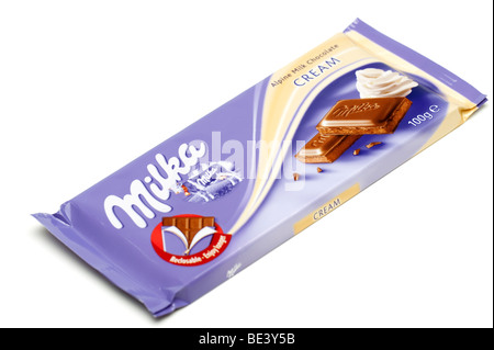 Bar von Milka "Alpenmilch Schokolade" Stockfoto