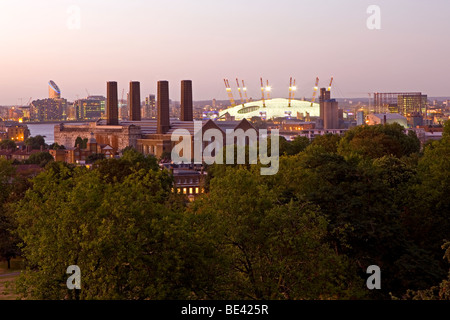 Eine Nacht Blick auf die O2-Arena vom Greenwich Park Stockfoto