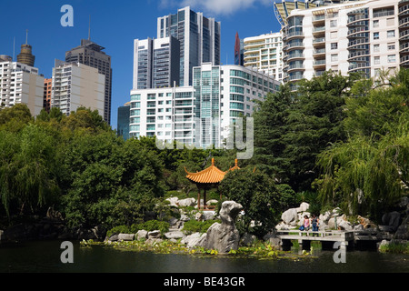 Der chinesische Garten der Freundschaft im Herzen der Stadt. Darling Harbour, Sydney, New South Wales, Australien Stockfoto