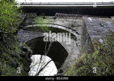 Teufels-Brücke und Schlucht über den Fluss Barke an Pontarfynach, Ceridigeon, Wales Stockfoto