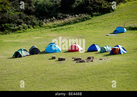 Camping an der Jurassic Coast in Felder auf der Eweleaze Farm Dorset UK Stockfoto