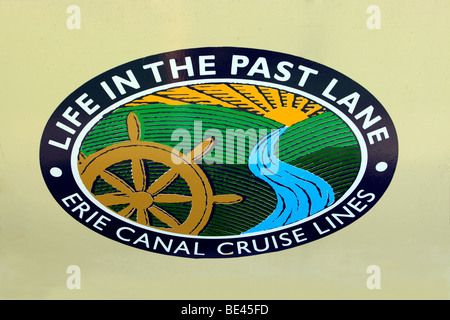 Logo auf der Sightseeing-Boot am Erie-Kanal, Seneca Falls, New York Stockfoto