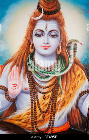 Lord Shiva auf ein Hindu Poster. Indien Stockfoto