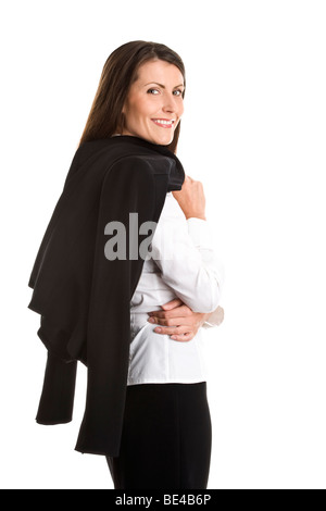 Porträt von attraktive Reife Geschäftsfrau isoliert auf weißem Hintergrund Stockfoto
