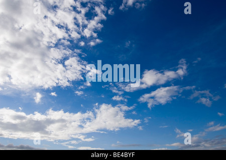 Blauer Himmel mit flauschigen Wolken Stockfoto