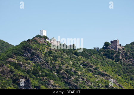 Burg Sterrenberg und Burg Liebenstein am Rhein, Oberes Mittelrheintal, Rheinland-Pfalz, Deutschland, Europa Stockfoto