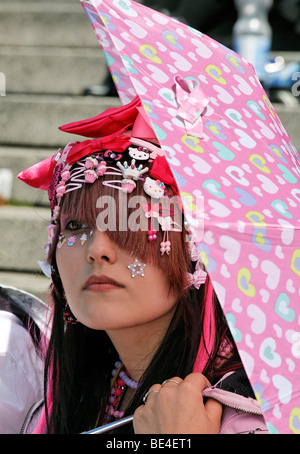 Teenie, gestylt nach einer japanischen Anime Manga Figur, Porträt, Cosplay Summit, Japantag Japan Tag, Düsseldorf, Nordrhein-W Stockfoto