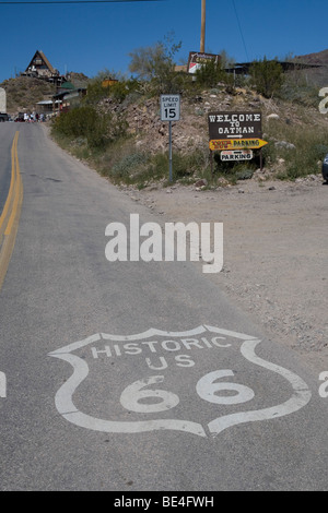 Westliche Altstadt Oatman, Kalifornien entlang der klassischen Route 66. Stockfoto