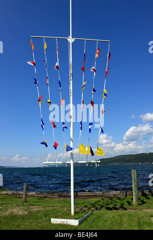 Die Uferpromenade und Hafen Bereich von Watkins Glen, am südlichen Ufer des Seneca Lake, Upstate New York Stockfoto