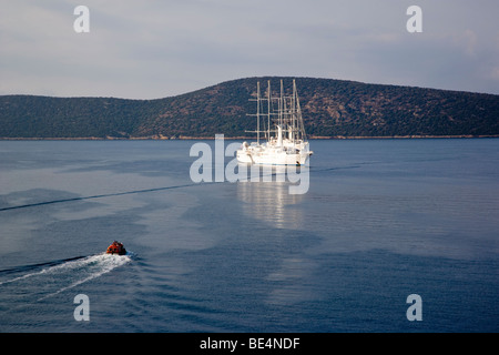 Zarte gonna Kreuzfahrtschiff Wind Star auf ruhiger See. Stockfoto