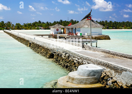 Tauchen Sie Euro-Divers, Shop, Steg, Malediven Insel, Süd Male Atoll, Malediven, Achipelago, Asien, Indischer Ozean Stockfoto