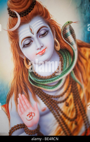 Lord Shiva auf ein Hindu Poster. Indien Stockfoto