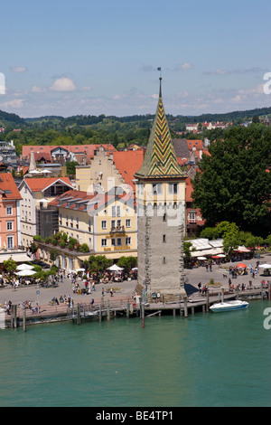 Der Mangturm Turm im Hafen von Lindau, Lindau bin Bodensee, Bodensee, Bayern, Deutschland, Europa Stockfoto