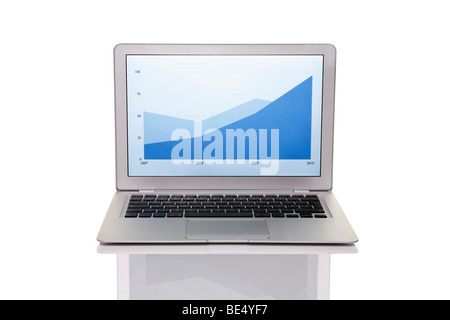 Laptop mit einer Statistik-Grafik Stockfoto