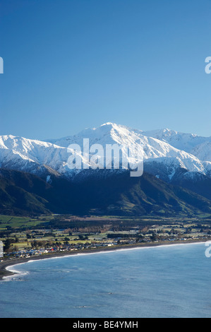 Kaikoura und Schnee auf Seaward Kaikoura, Südinsel, Neuseeland Stockfoto