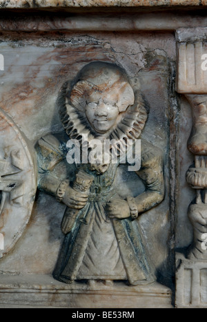 Abbildung auf Jervis Familiengruft in All Saints Church, Peatling Magna, Leicestershire, England, UK Stockfoto