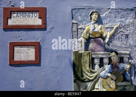 dekorative Wand-Relief-Plakette anmelden Caminito, La Boca, Buenos Aires Stockfoto