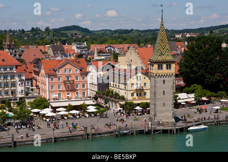 Der Mangturm Turm im Hafen von Lindau, Lindau bin Bodensee, Bodensee, Bayern, Deutschland, Europa Stockfoto