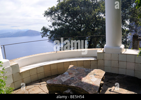Terrasse an der Villa San Michele wurde das Haus erbaut von Axel Munthe in Anacapri auf der Insel Capri in Italien Stockfoto
