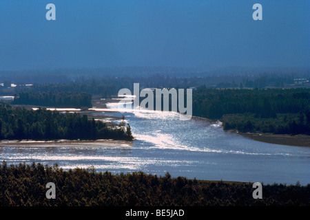 Luftbild, Fraser River, Fraser Valley in der Nähe von Agassiz, BC, Britisch-Kolumbien, Kanada Stockfoto