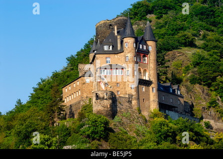 Burg Katz schloss, formal Burg Neukatzenelnbogen, UNESCO World Heritage Website Mitte Rhein Tal, Rheinland-Pfalz, Deutsch Stockfoto