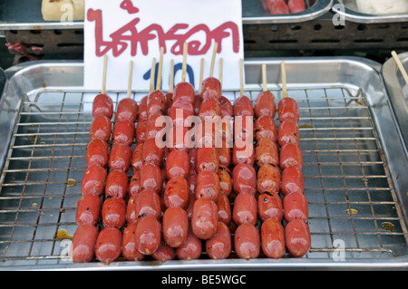 Grillwurst, Garküche in Thailand, Asien Stockfoto