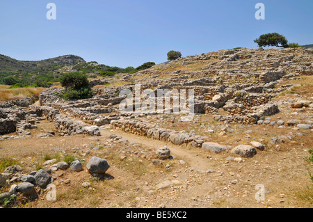 Alte Ruinen von Gournia, historische minoische Siedlung als eine archäologische Stätte, Ostkreta, Kreta, Griechenland, Europa Stockfoto