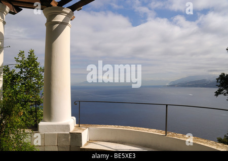 Terrasse an der Villa San Michele wurde das Haus erbaut von Axel Munthe in Anacapri auf der Insel Capri in Italien Stockfoto