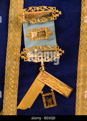 Freimaurer-Past Master-Medaille Juwel in 18 Karat Gold. Stockfoto