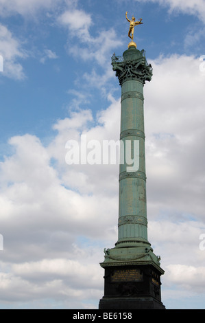 Goldener Engel auf Juli Spalte, Place De La Bastille, Paris, Frankreich, Europa Stockfoto