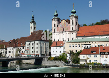 St.-Michael-Kirche, Steyr-Flusses, Steyr, Oberösterreich, Österreich, Europa Stockfoto