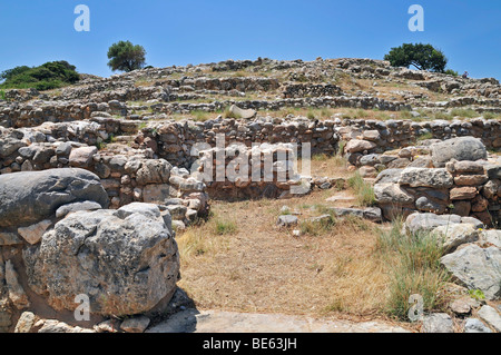 Alte Ruinen von Gournia, historische minoische Siedlung als eine archäologische Stätte, Ostkreta, Kreta, Griechenland, Europa Stockfoto