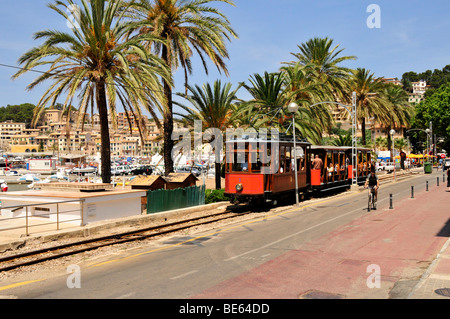Historische Straßenbahn aus dem Jahr 1912 in Port de Soller, Mallorca, Balearen, Spanien, Europa Stockfoto