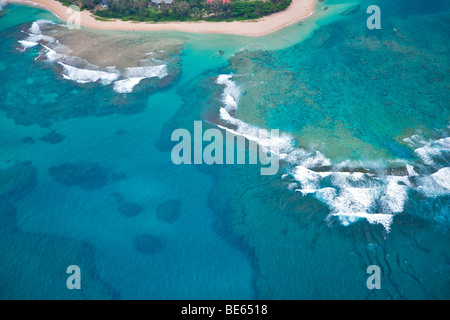 Tunnels Beach aus der Luft. Kauai, Hawaii. Stockfoto