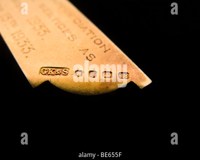 Eine 18 Karat Gold Markenzeichen auf eine freimaurerische Past Master-Medaille Juwel. Stockfoto