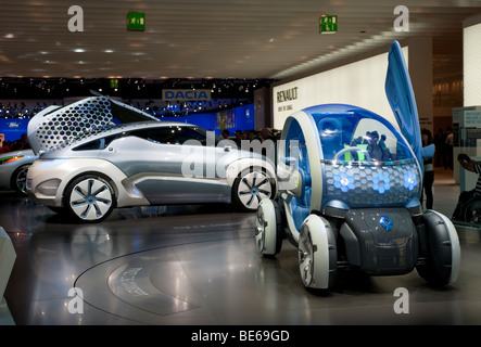 Renault Twizy ZE und Zoe Ze Konzept futuristischen Elektroautos auf der IAA 2009 Stockfoto