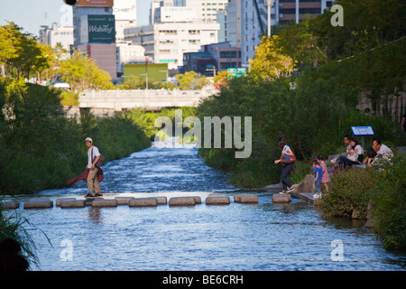 Fluss Cheonggyecheon in Seoul Südkorea Stockfoto