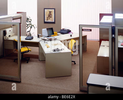 1980 s Open Space Office mit Glaswänden Frankreich Europa Stockfoto
