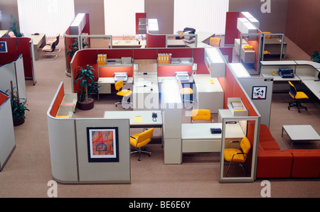 1980er Jahren offene Raum Büros Übersicht Stockfoto