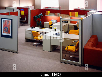 1980er Jahre Grossraumbüros Stockfoto