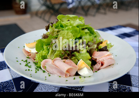 Salat, Salatteller mit Schinken und Ei Stockfoto