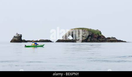 Kajakfahren in der Nähe von Elephant Rock Kachemak Bay, Homer, Alaska Stockfoto