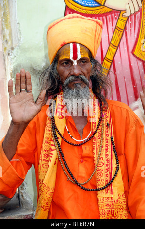 Sadhu, heiliger Mann, Udaipur, Rajasthan, Nordindien, Asien Stockfoto