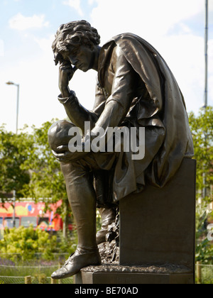 Statue von Weiler mit William Shakespeare hinter Stratford-upon-Avon Warwickshire England England Europa Stockfoto