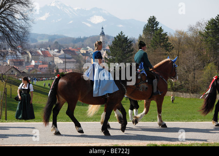 Georgiritt, Georges Ride Ostermontag Prozession, Traunstein, Chiemgau, Upper Bavaria, Bayern, Deutschland, Europa Stockfoto