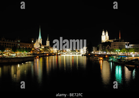 Zürich bei Nacht, Schweiz, Europa Stockfoto